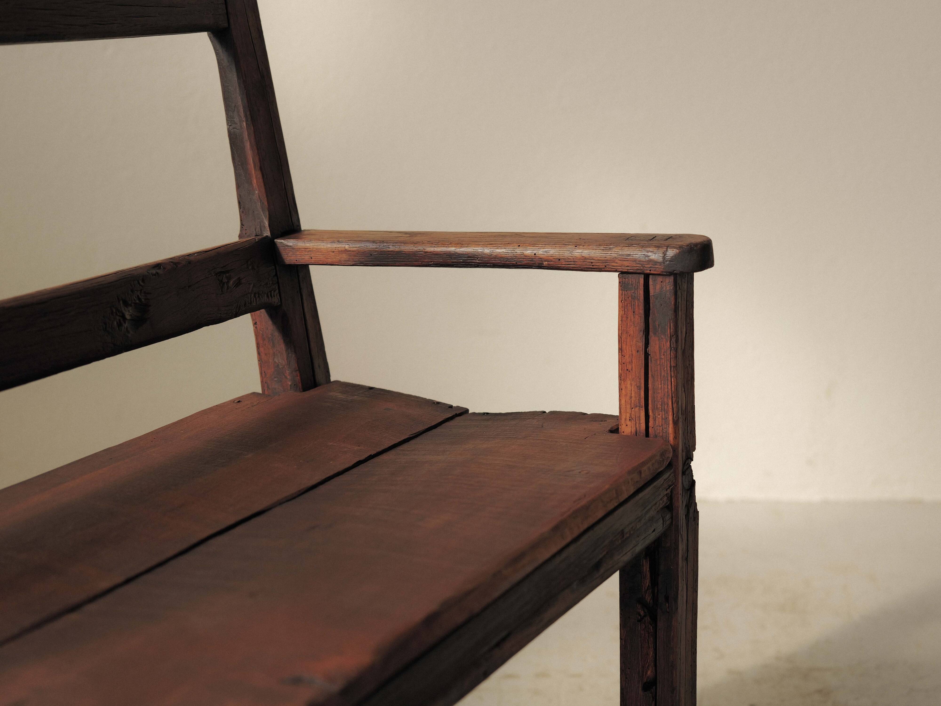 Solid wood cantou bench, Popular Art, 19th century