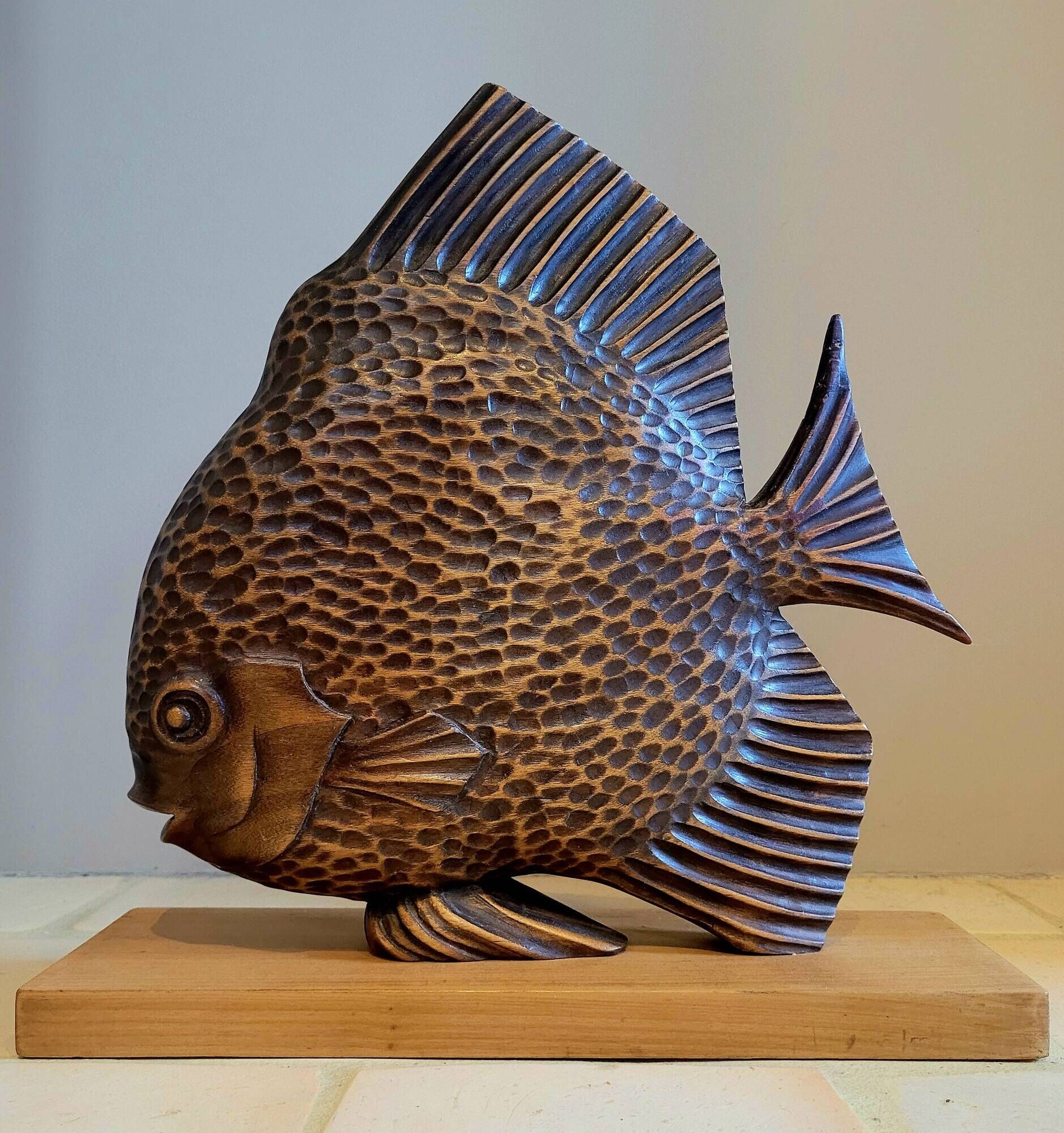 Old vintage wooden sculpture from the 40s-50s signed Rignault
