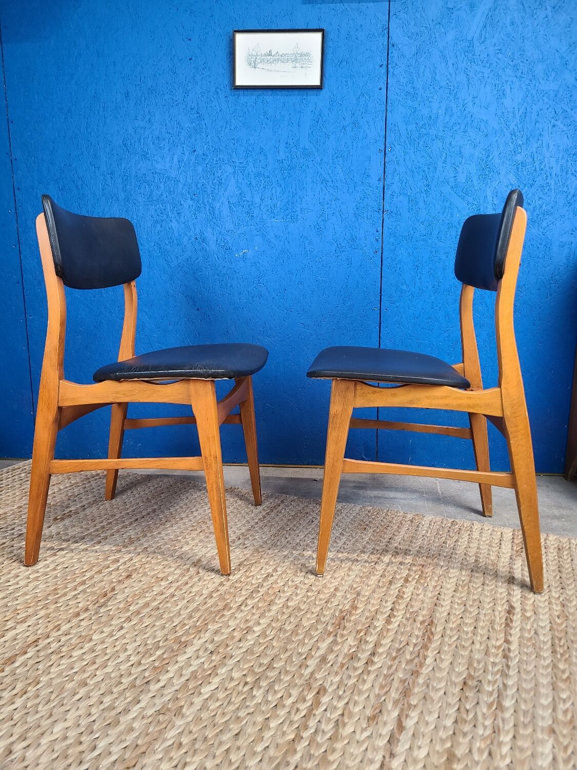 Scandinavian chair circa 1970 black skai