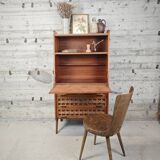 Vintage wooden and rattan secretary