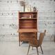 Secrétaire vintage en bois et rotin