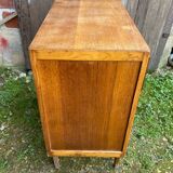 Ancienne Commode Bois 3 Tiroirs Années 70 Pieds Compas Vintage #B773