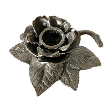 Bougeoir fleur en étain