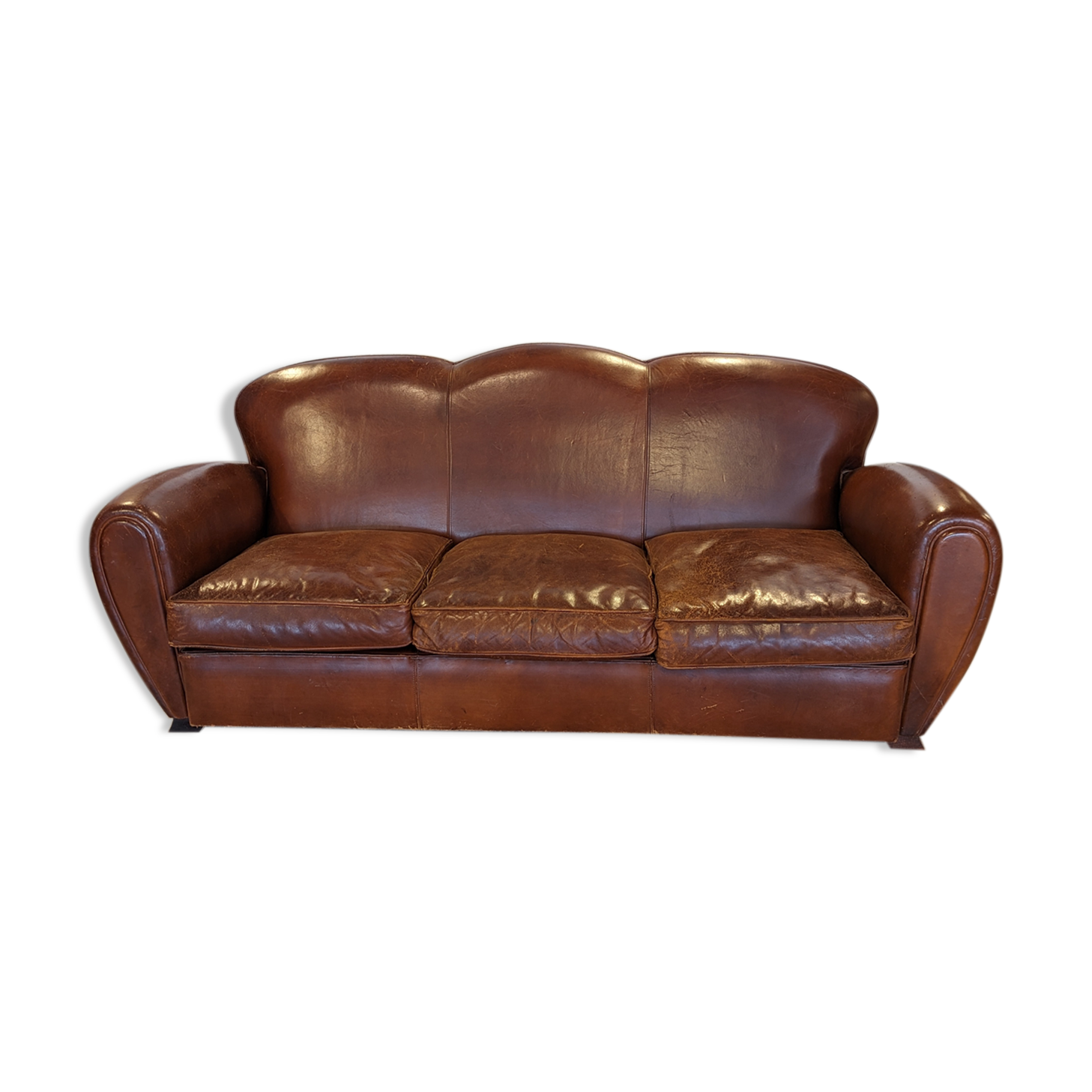 Leather club 3 places sofa 50s