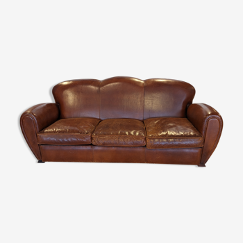 Leather club 3 places sofa 50s