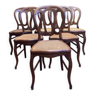 6 chaises Louis Philippe cannées