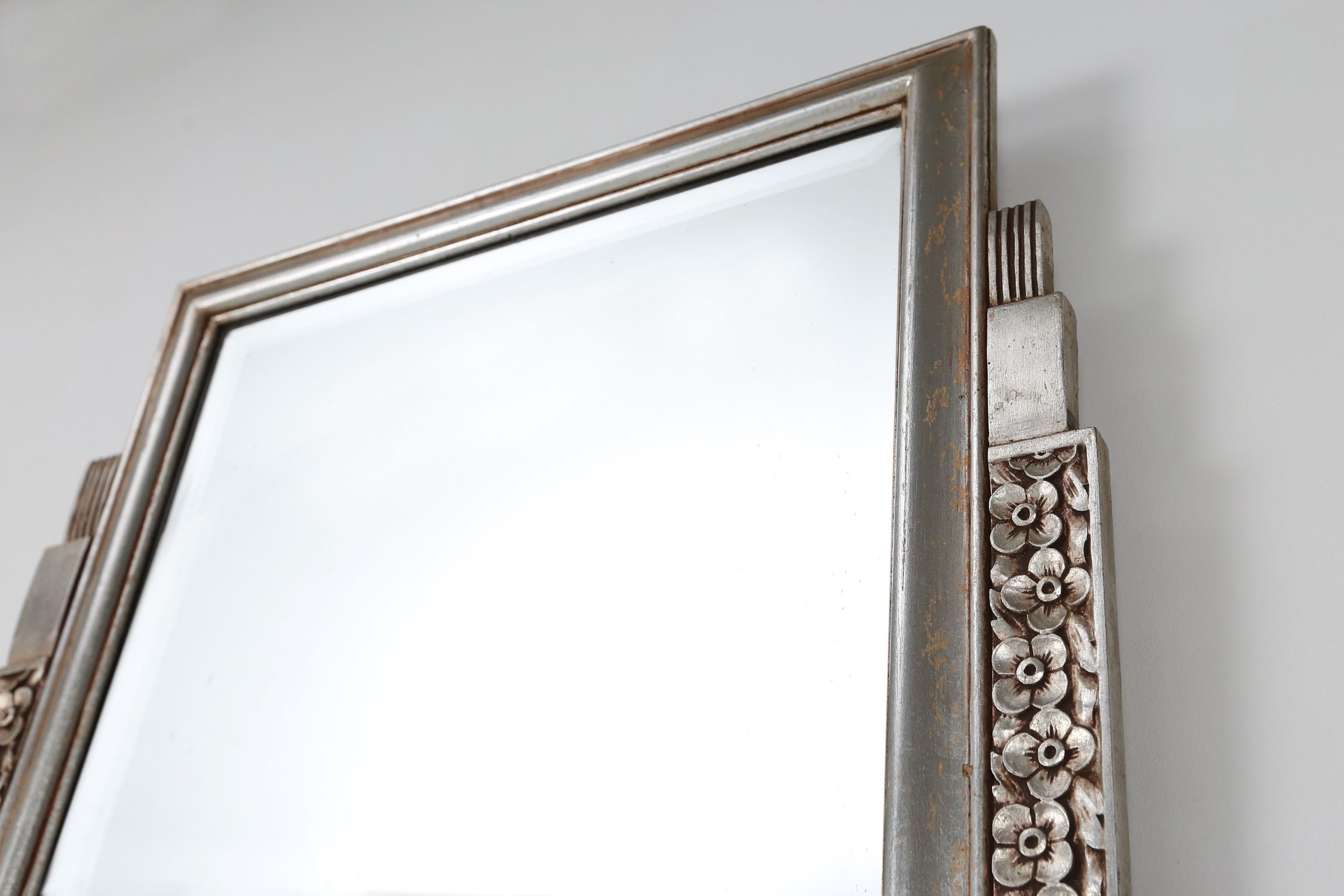 Poudrier Ancien En Argent Des Années 1930 - Style Art Déco Avec Miroir, Poids 30g, Bon état