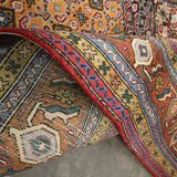 Vintage persian living room rug handwoven red wool ardebil carpet area rug- 197x292cm