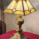 Art deco bronze and brass lamp h40x30 tiffany glass style lampshade