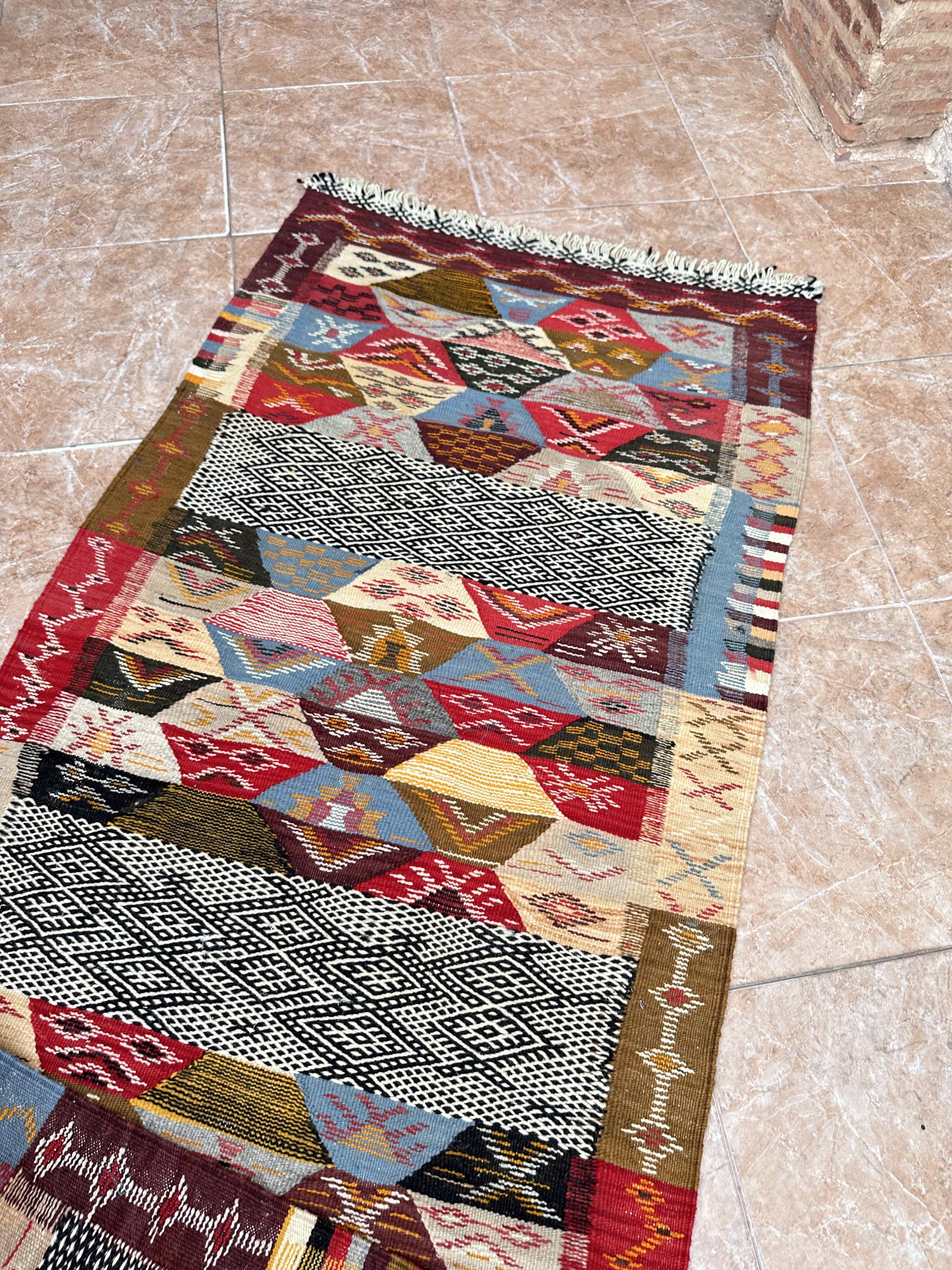 Contemporary Kilim Rug - Taznakht Kilim runner - runner - Unique runner rug - Berber rug