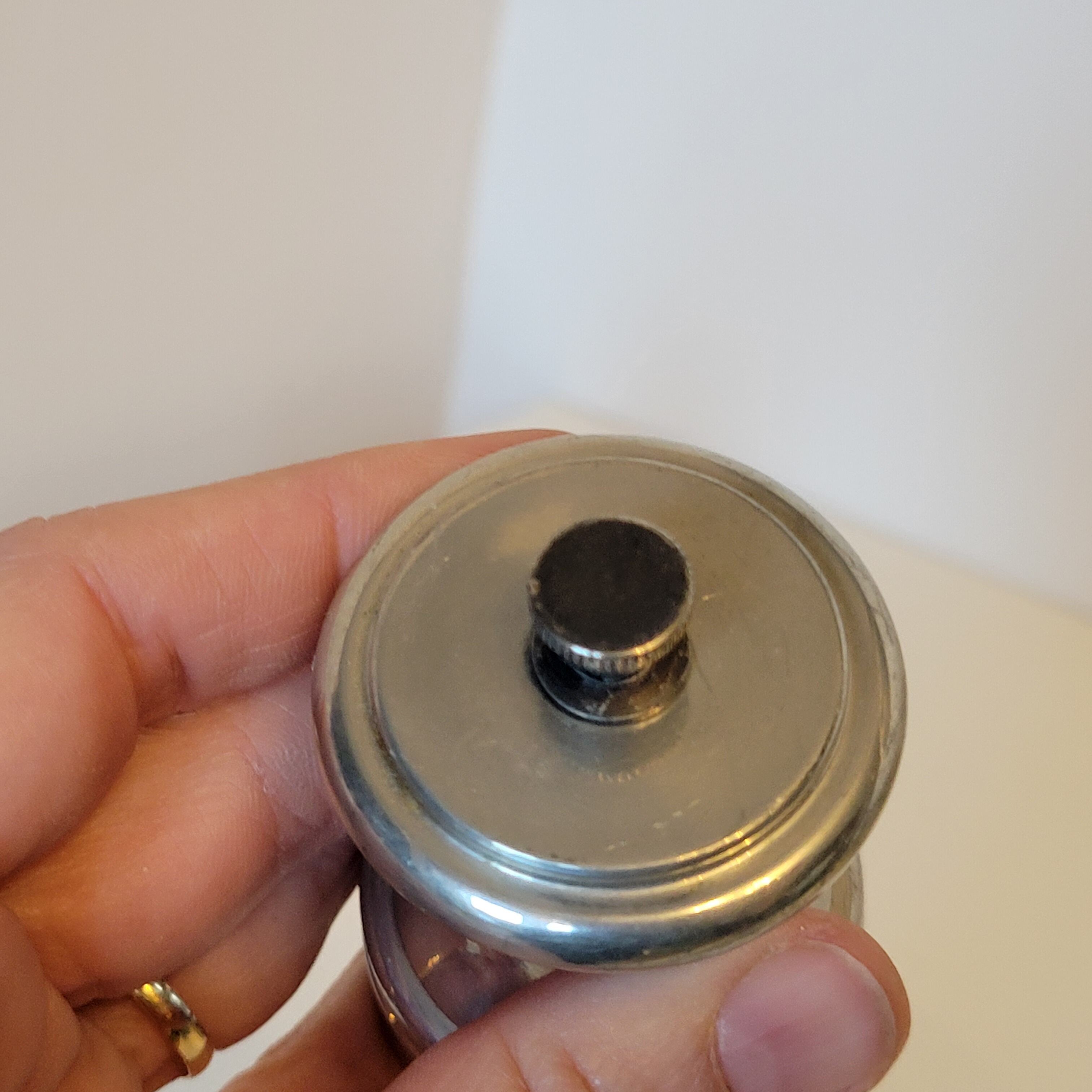 Vintage silver metal table salt shaker and pepper shaker Italy Raimond