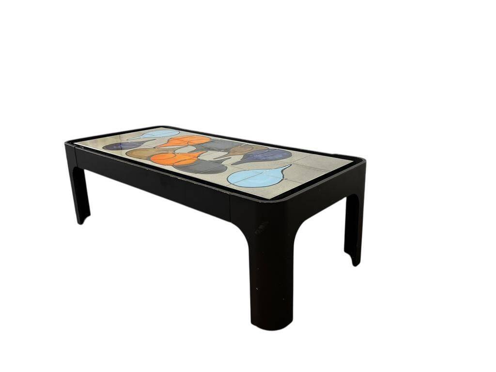 Vintage ceramic coffee table / Coffee table with rounded corners
