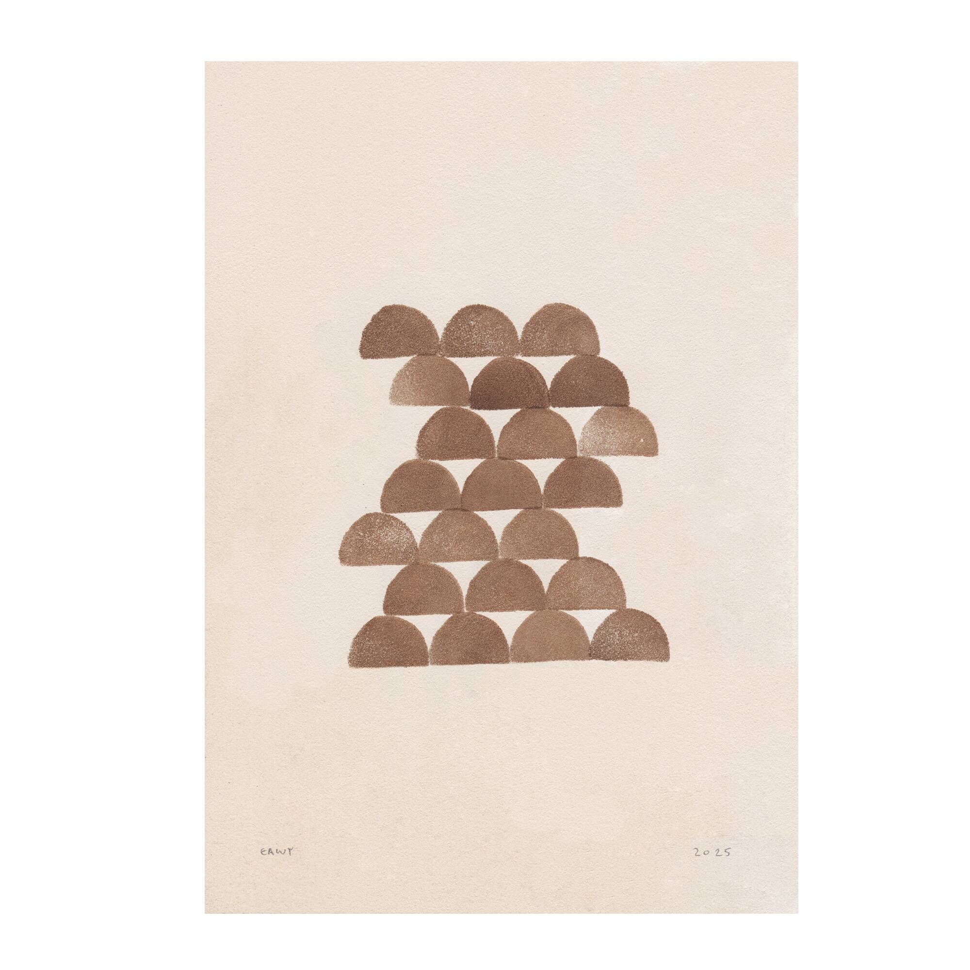 Painting on paper, abstract geometric illustration, signed Eawy