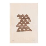 Painting on paper, abstract geometric illustration, signed Eawy