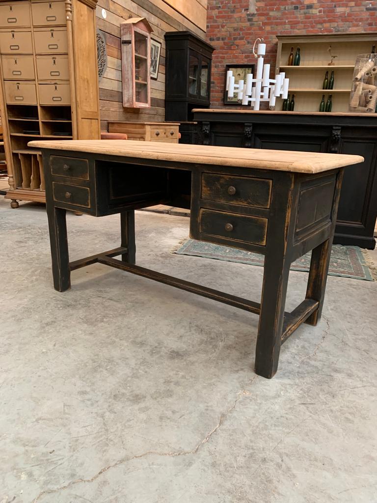 Black patina oak desk