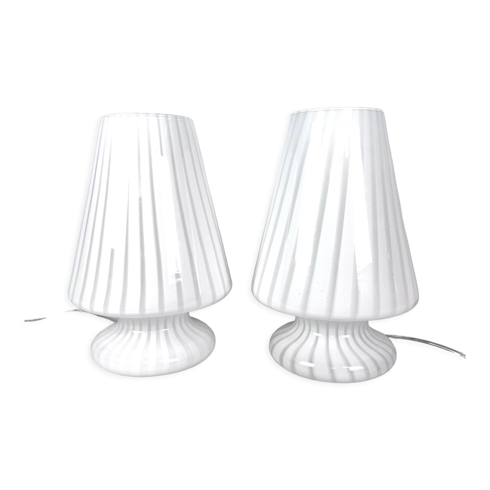 Vintage set of two postmodern Murano glass table lamps from 70s