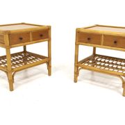 Set of 2 rattan bedside tables, Dux, Sweden, 1960