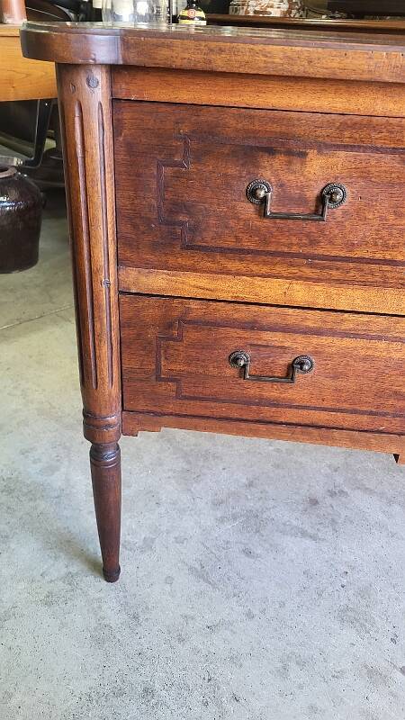 LOUIS XVI COMMODE WITH 2 DRAWERS IN SOLID WALNUT FROM THE 19TH CENTURY