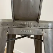 4 industrial grey metal Tolix bar stools