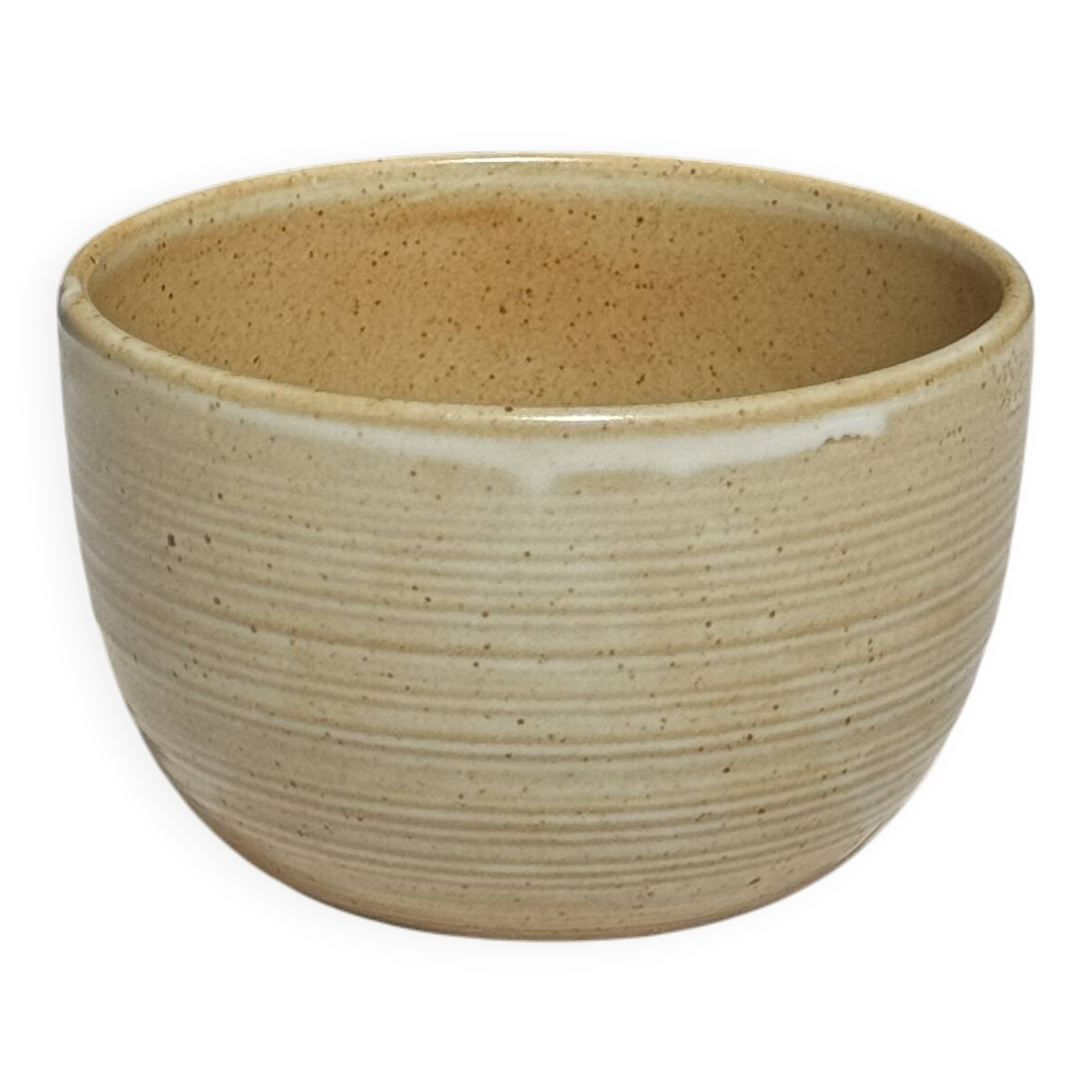 A small tall beige bowl CNP Grès Village France vintage D12