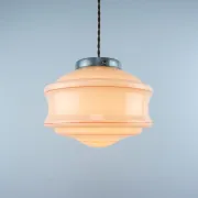 Vintage Art Deco Hanging Lamp, 1960s Pink Ceiling Light
