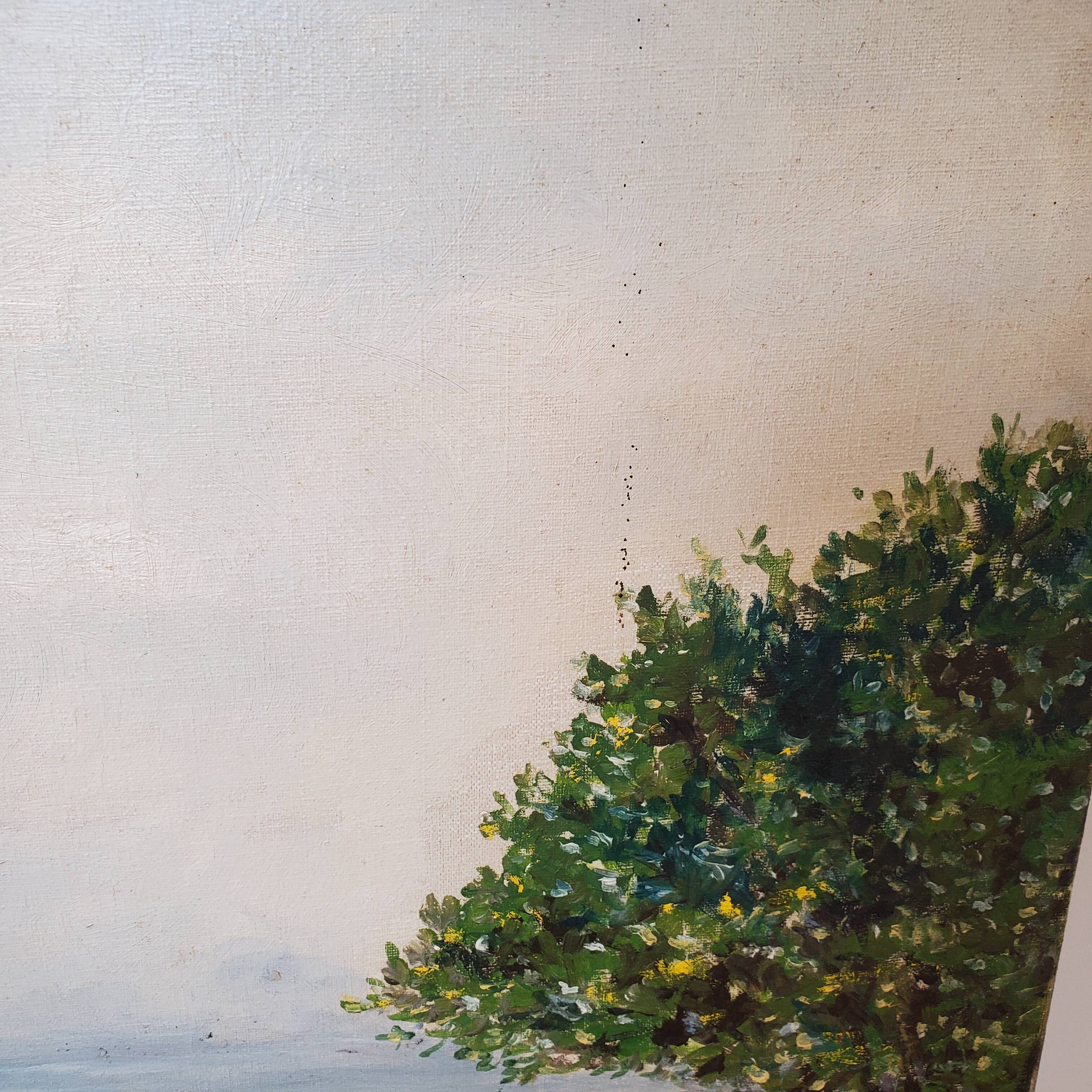 Old painting promenade by the sea