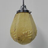 Art deco hanging lamp with marbled hexagonal shade