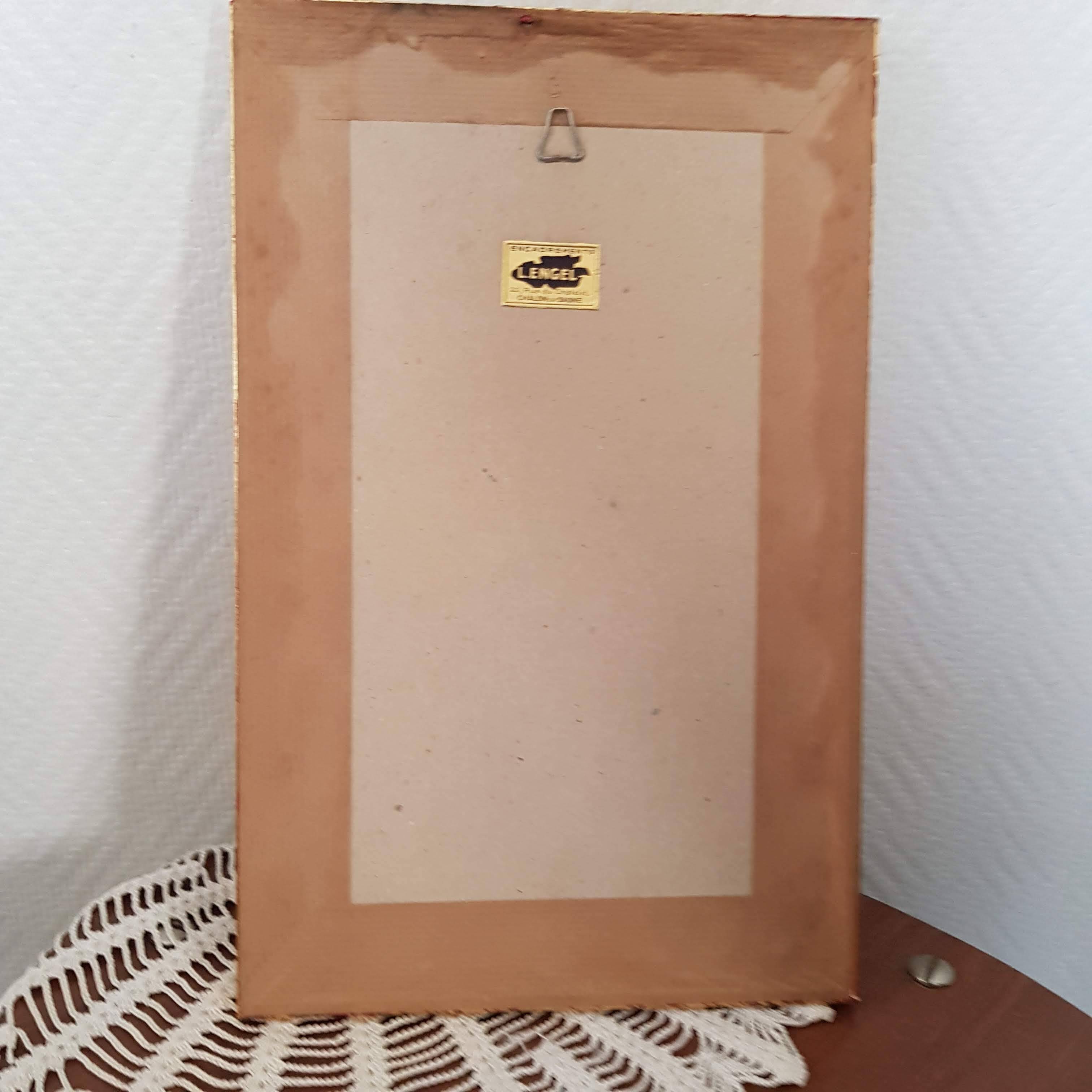 Japanese print on paper drawing of bird and flowers