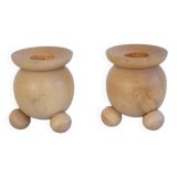 Pair of Swedish wooden candlesticks 1960