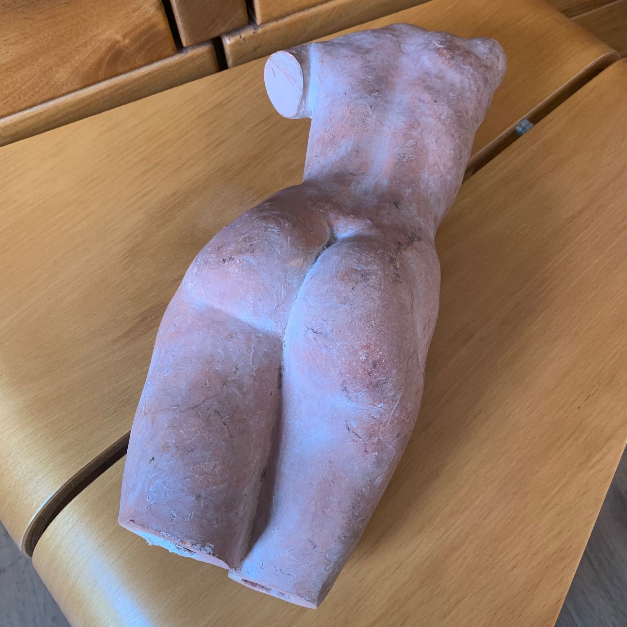 Female nude sculpture in terracotta signed Jean Portal.