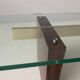 Mid-century minimalist thick glass coffee table, rosewood legs, 1960, Germany.