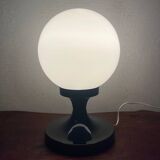 Opaline and black metal table lamp, 1980s