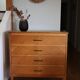 Commode 4 tiroirs chêne clair 1960