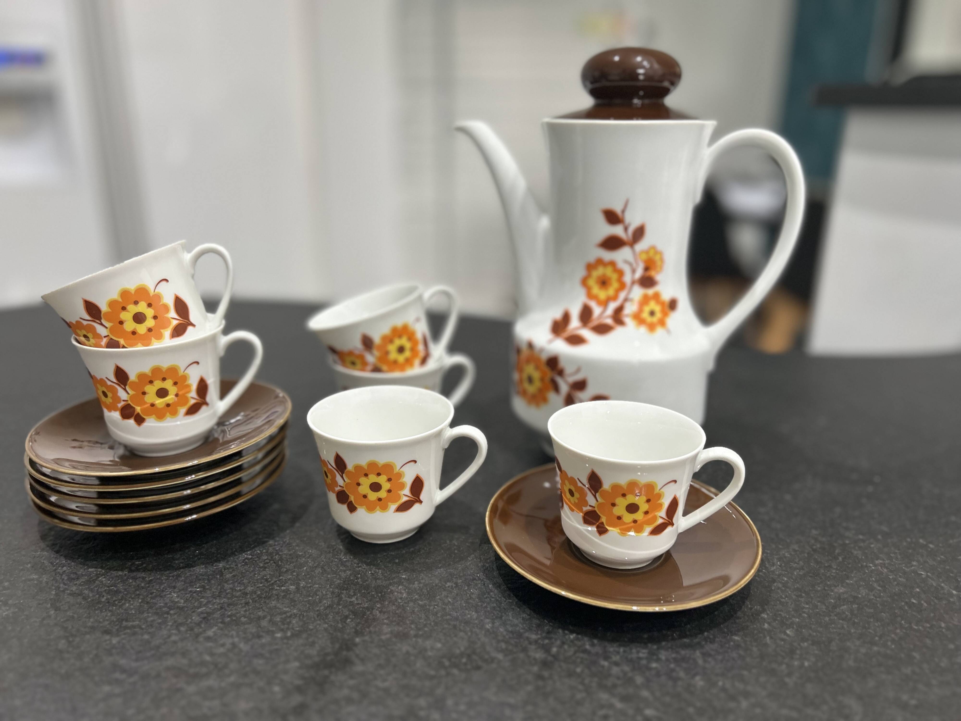 Service à café ou thé en porcelaine Seltmann Weiden K W.Germany Bavaria - années 70 Vintage