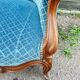 Napoleon III walnut canapé, blue velvet fabric.