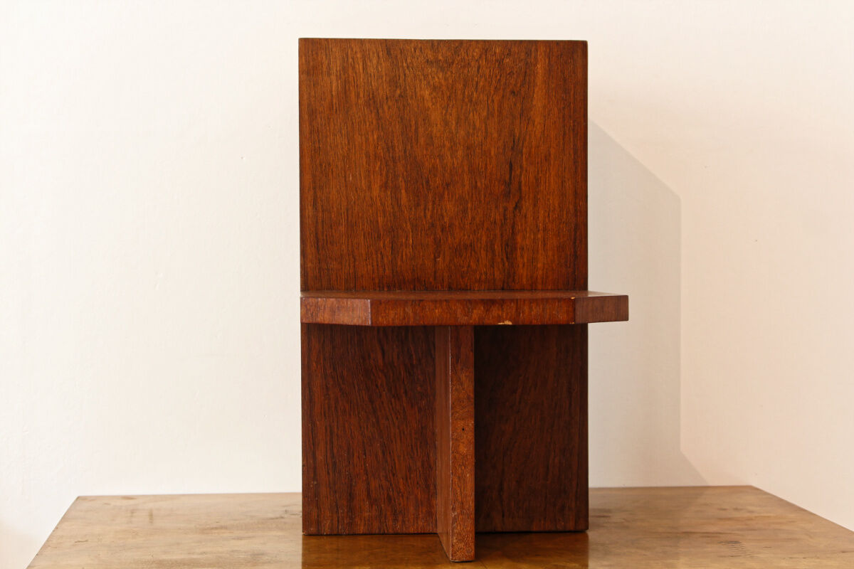 Brutalist sofa end, mahogany veneer