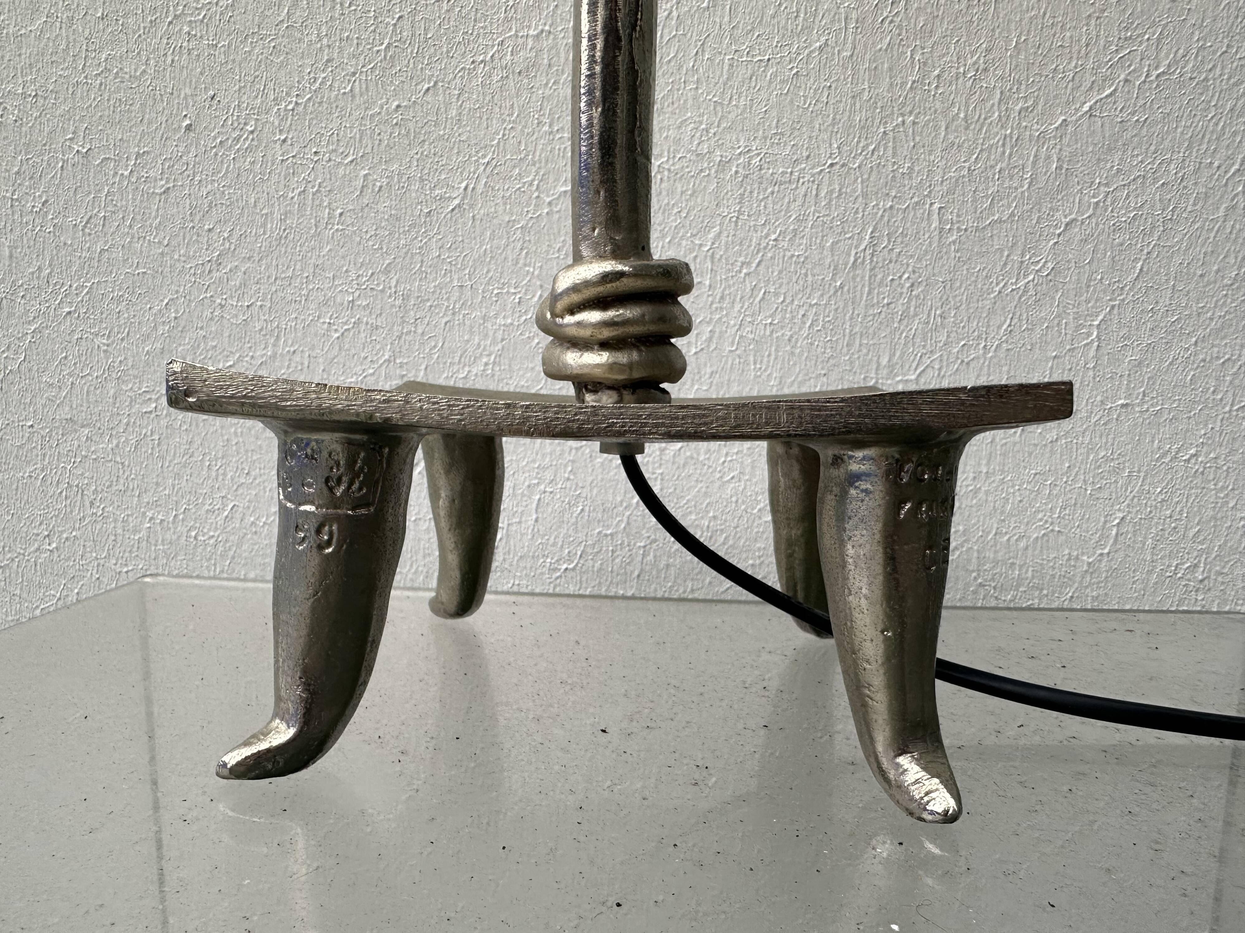 Silver-plated bronze lamp by Pierre Casenove for Fondica