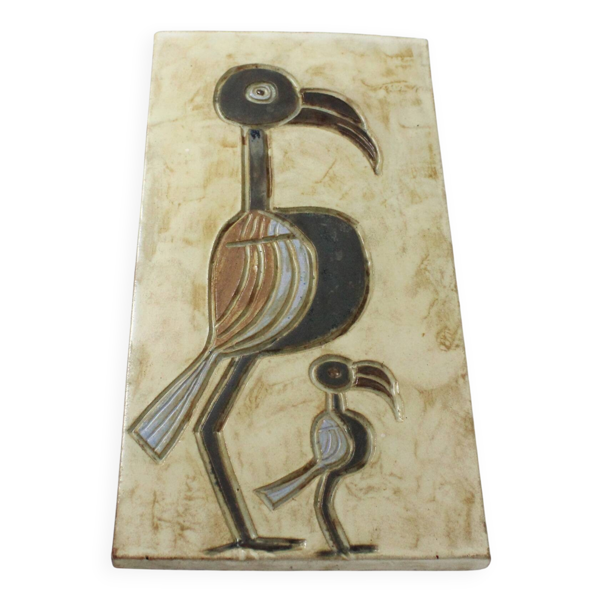 Vintage wall ceramic with bird decoration