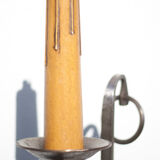 Lampe de plancher fer forgé Ryckaert JP, Lampadaire fer forgé et cuir, lampe de salon, 60's