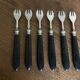 Set de 6 fourchettes à huitres 19e en bois d'ébène