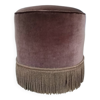 Brown velvet fringe pouf