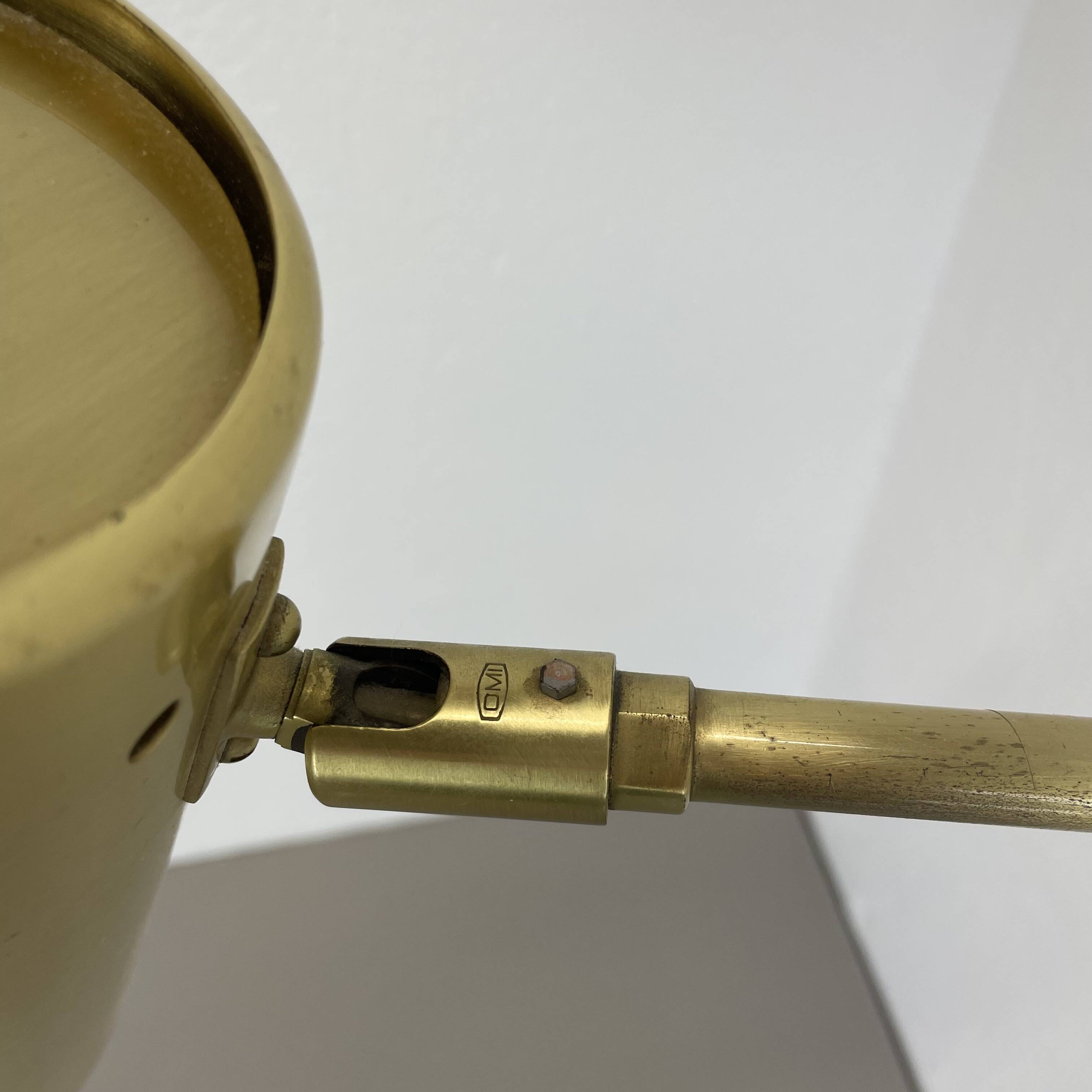 rare adjustable solid Brass Stilnovo Style Theatre spot Wall Light, Italy