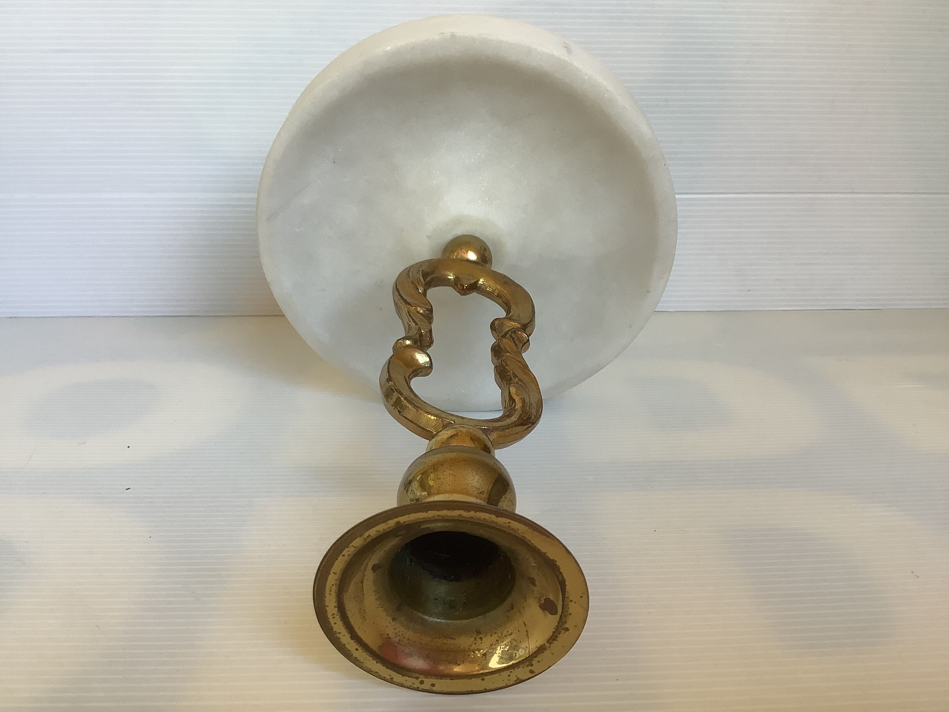 Metal and stone candle holder