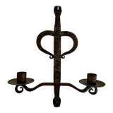 Brutalist wrought iron wall candle holder
