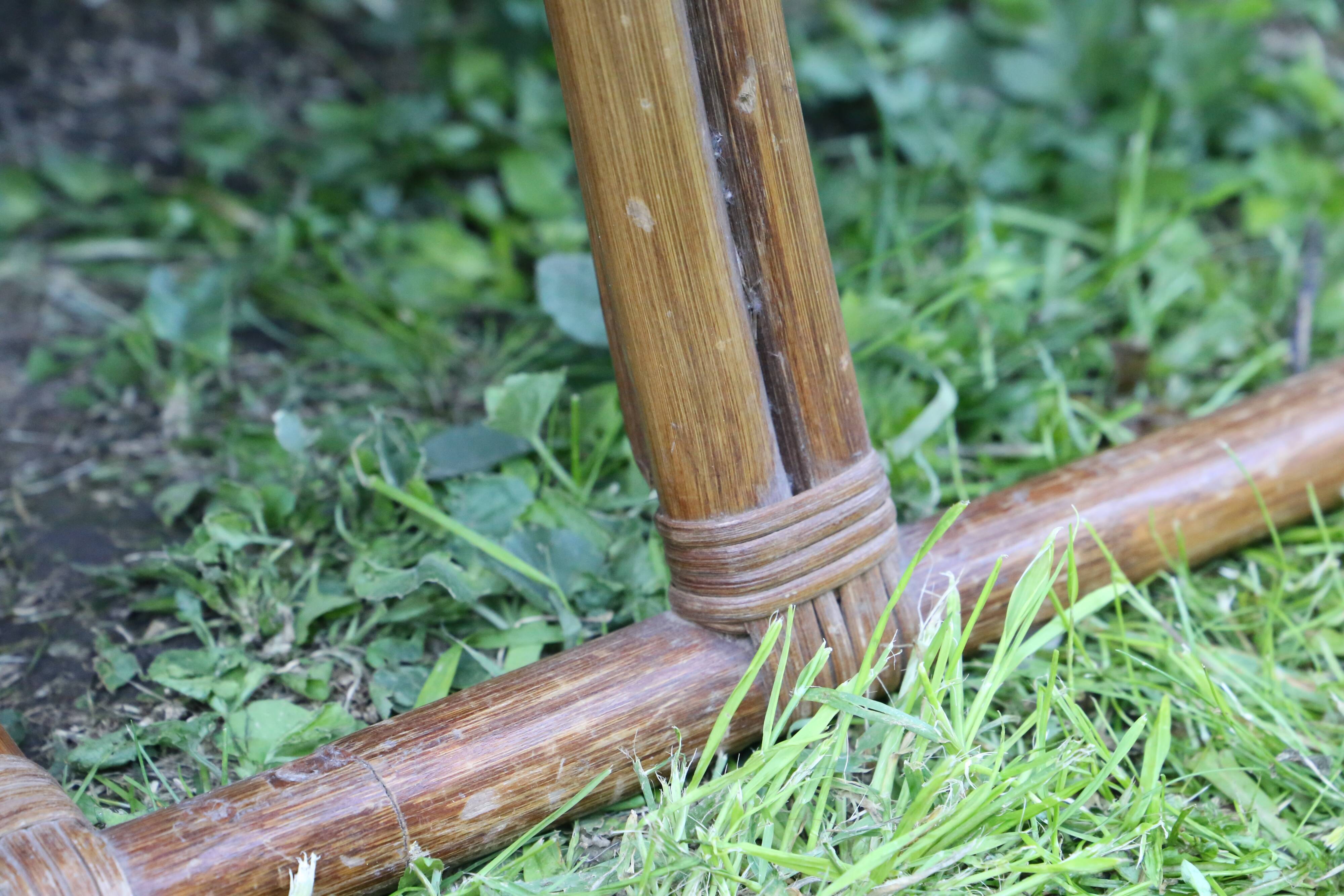 Rattan and wicker bench, vintage