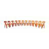 12 stackable orange plastic chairs