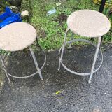 Tabouret métal industriel ancien 1940 1950