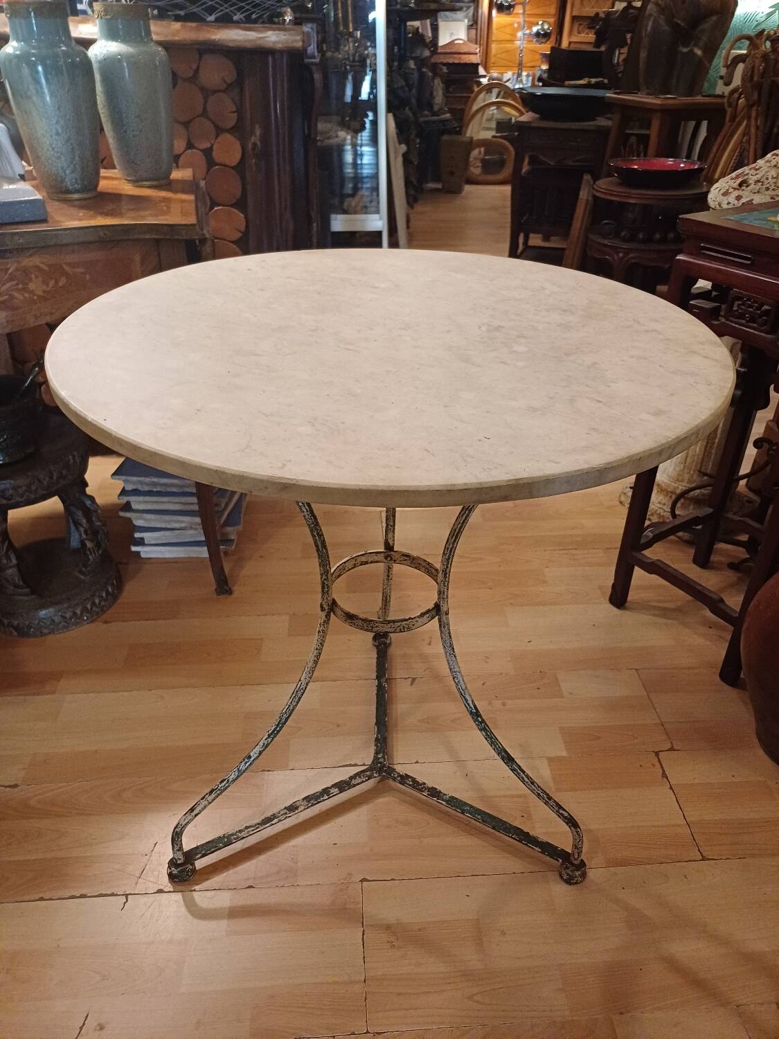 Large bistro pedestal table, 70 cm in diameter, circa 1900.