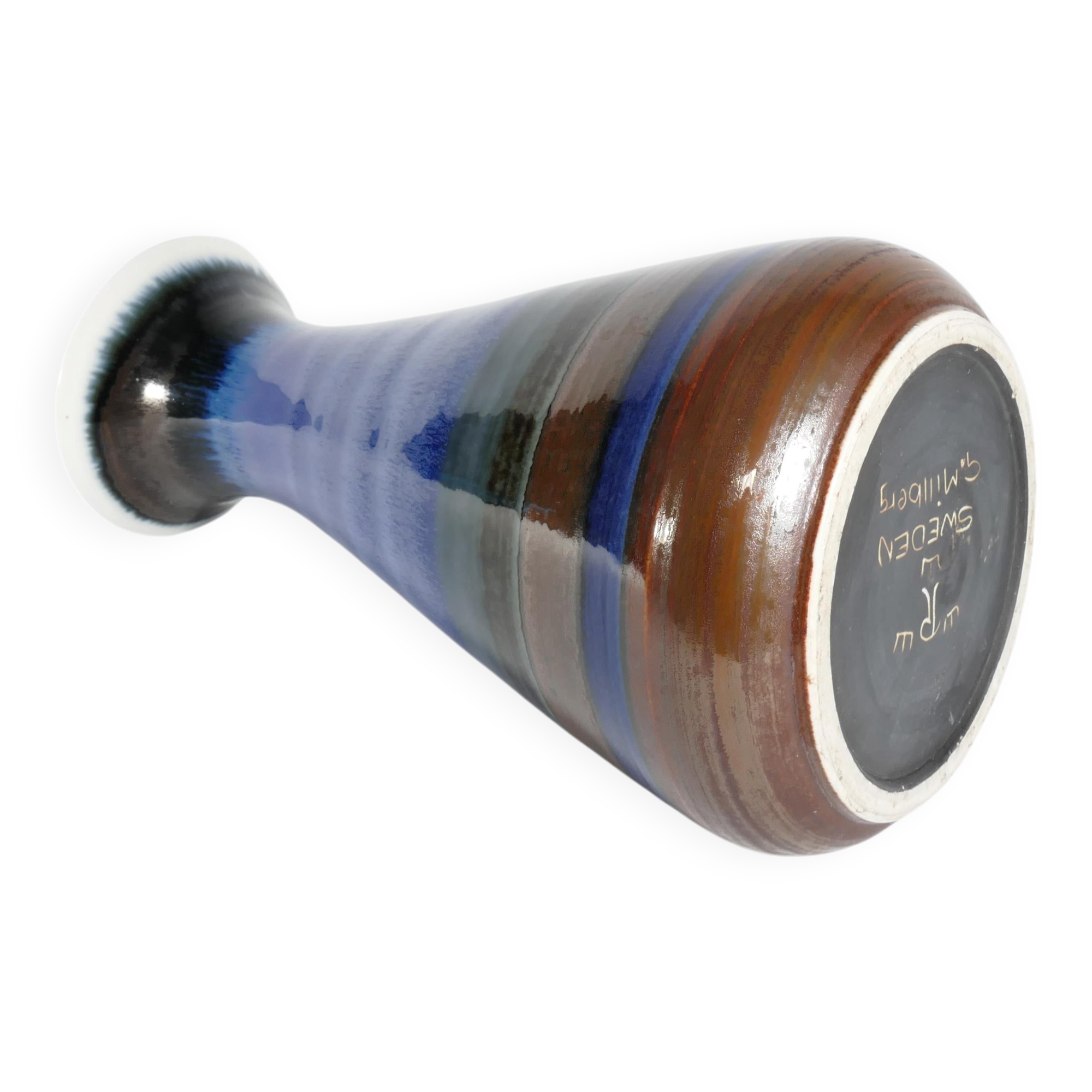 Large Polychrome Stoneware Vase by Gösta Millberg, Rörstrand, Sweden, 1960s