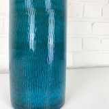 Scandinavian ceramic table lamp, raffia lampshade, Nymølle pottery, Denmark 1960s